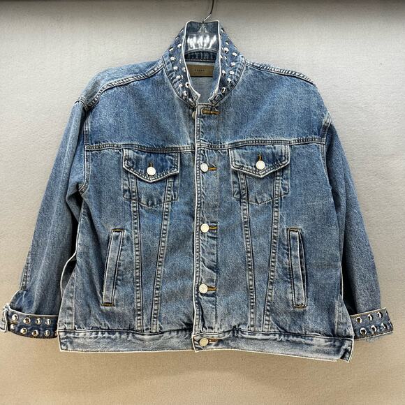 Blank NYC Denim Jean Jacket Women's Size Small Studding Preppy 90s Rocker Barbie - Picture 2 of 11